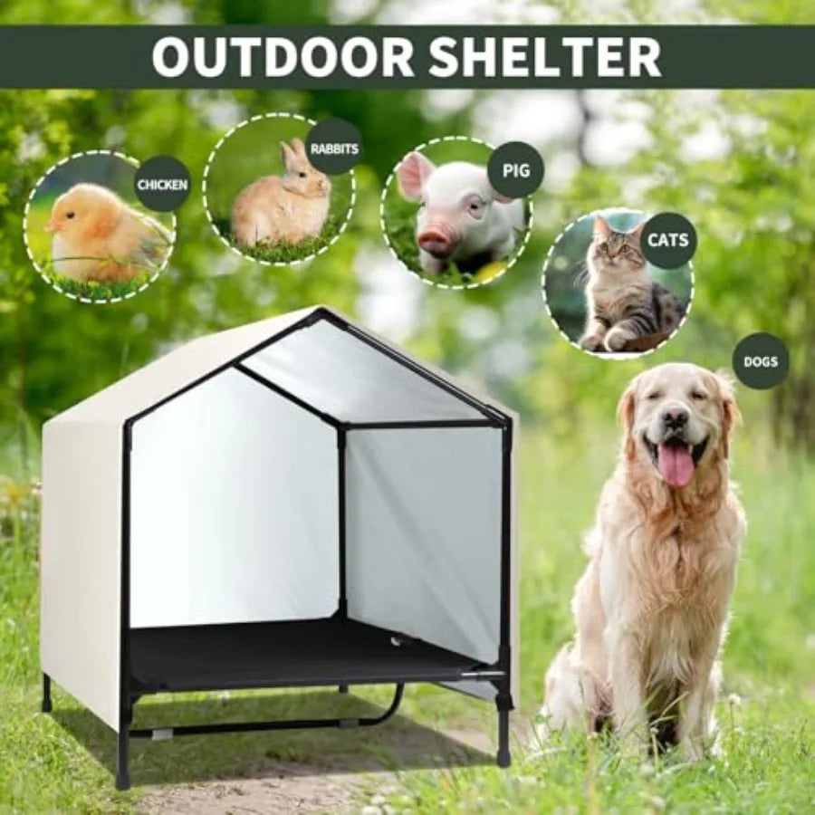 Indoor Outdoor Elevated Dog House With Canopy For Large Dogs