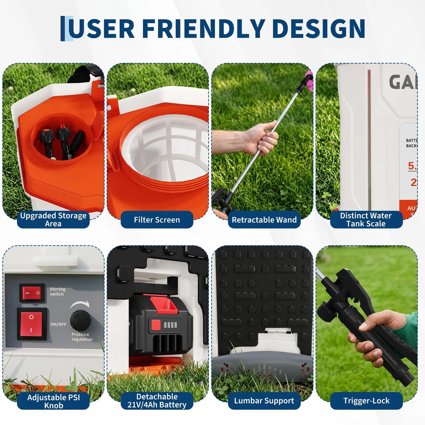 HiMISS Electric Backpack Sprayer With 90 PSI And Five Nozzles