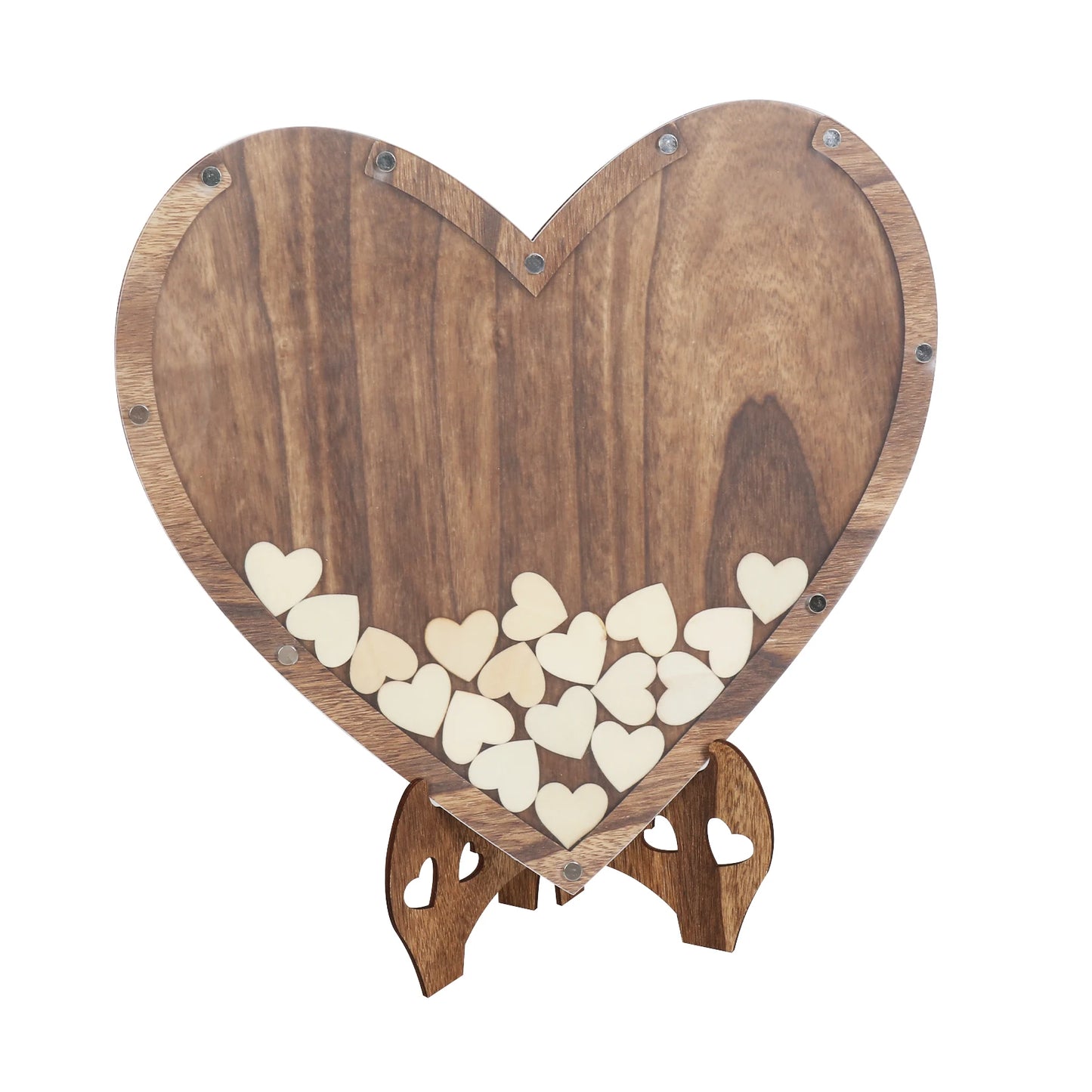 Rustic Wooden Wedding Guest Book Heart Shaped Message Card Rack