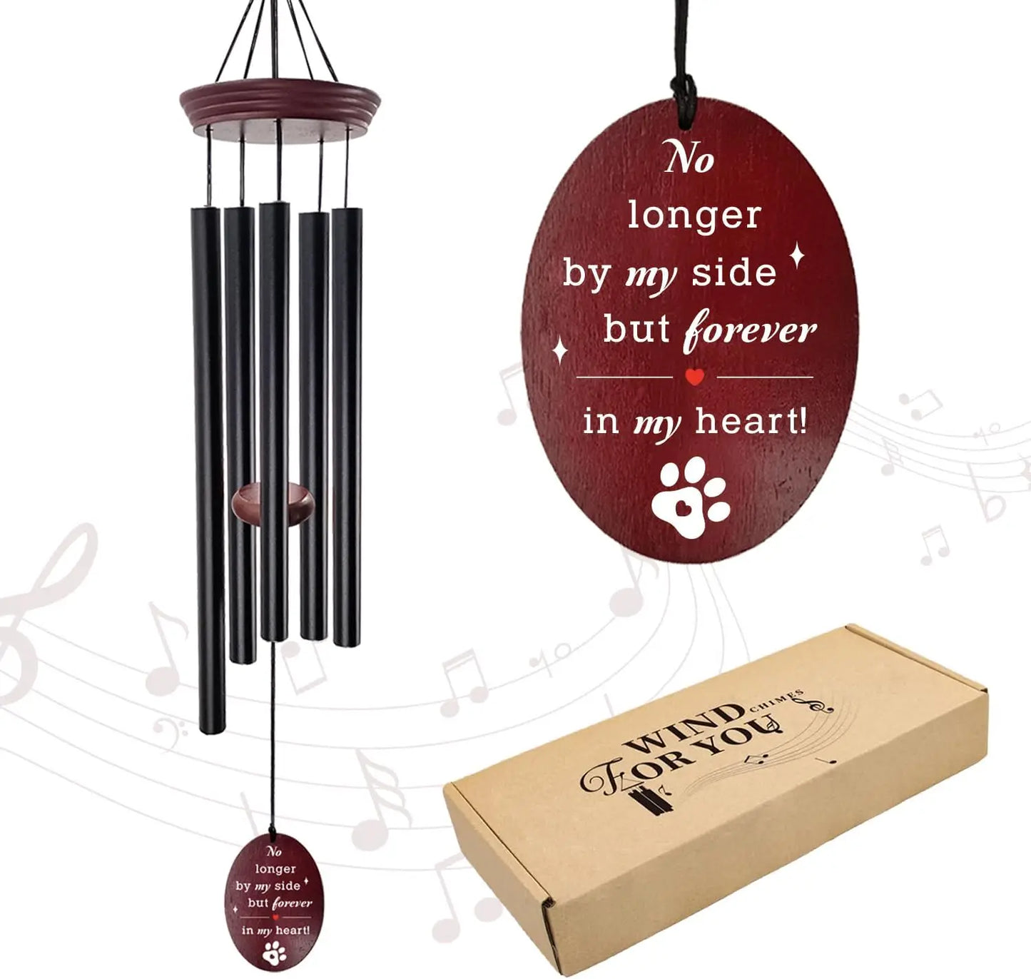 Pet Memorial Wind Chime For Dog Loss Tuned Aluminum G Scale Garden Gift