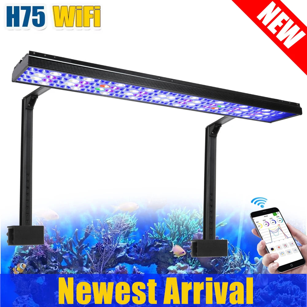 PopBloom Marine Aquarium LED Lighting Full Spectrum Reef Fixture H75