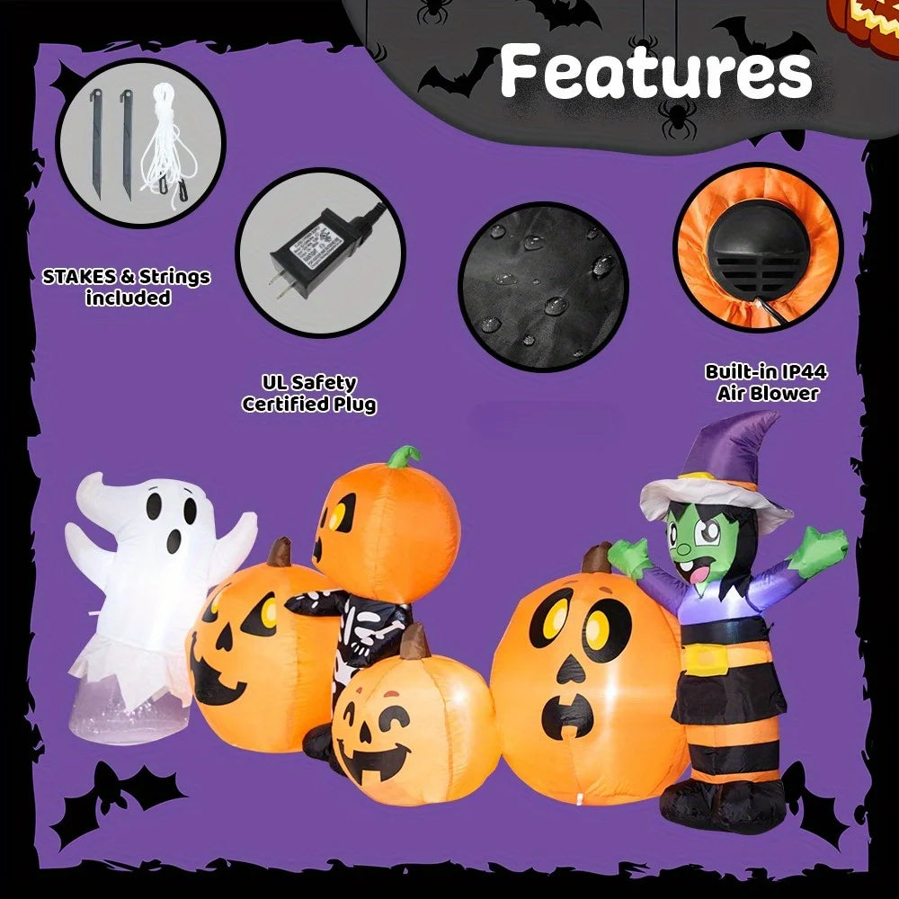 Halloween Inflatable Characters And Pumpkin Patch With LED Lights