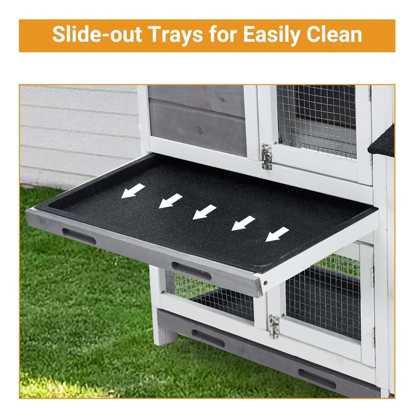 DishyKooker Two Tier Wooden Bunny Hutch With Removable Trays