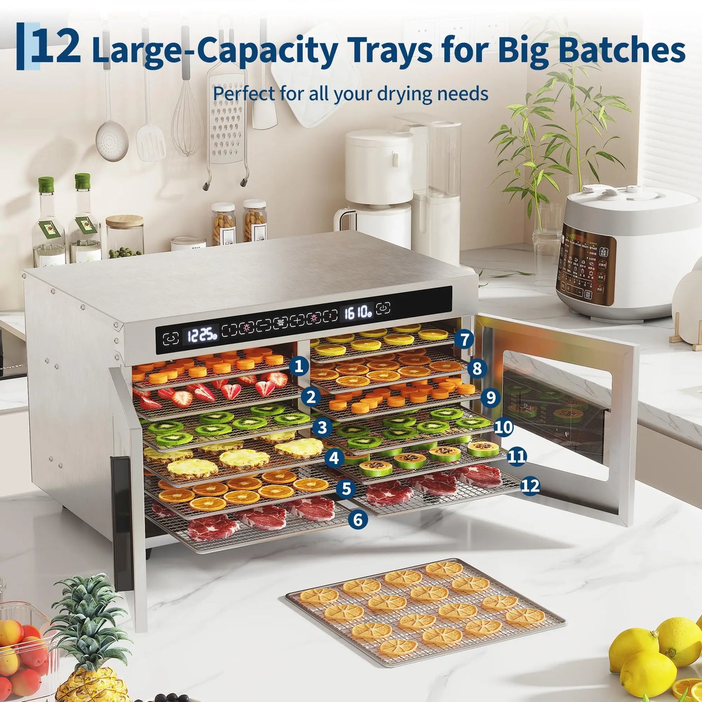 Adoolla Dual Zone Stainless Steel Electric Food Dehydrator