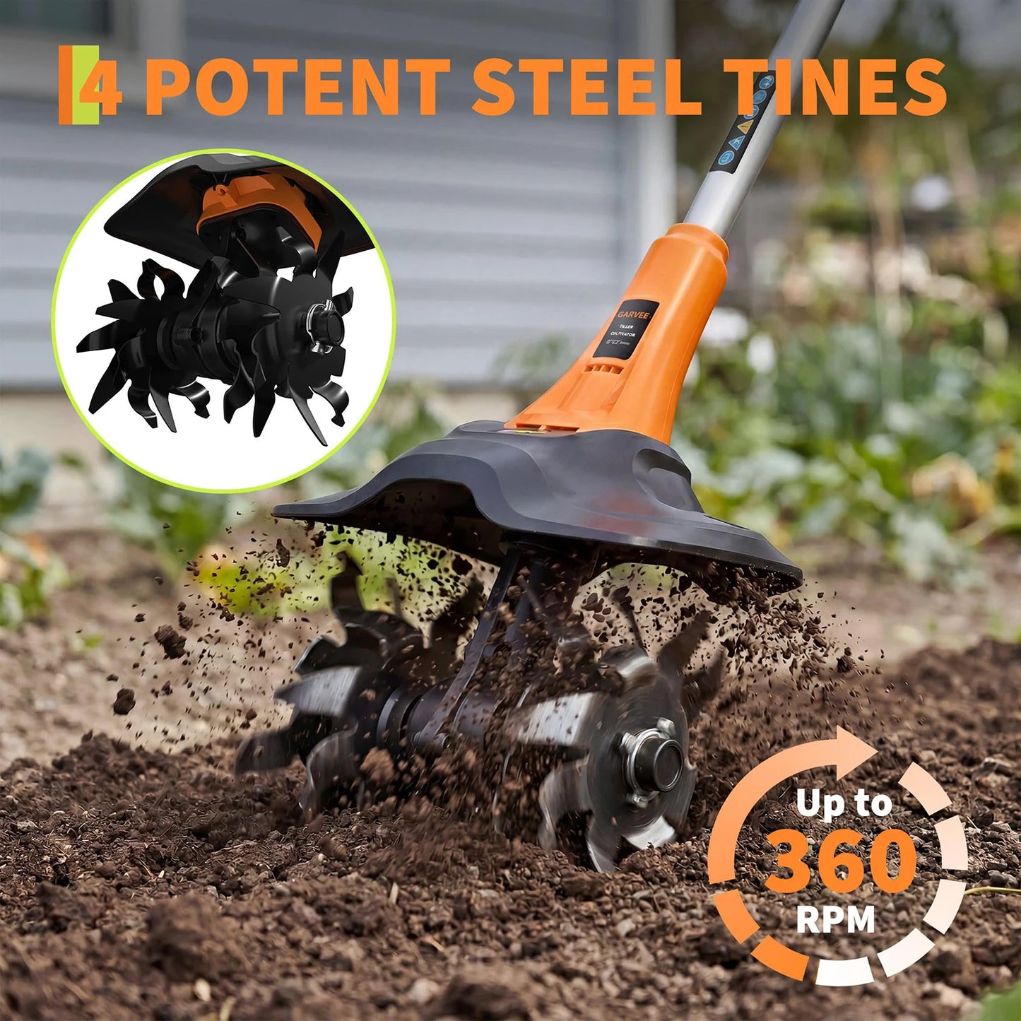 HiMISS 20V Cordless Garden Tiller Electric Cultivator