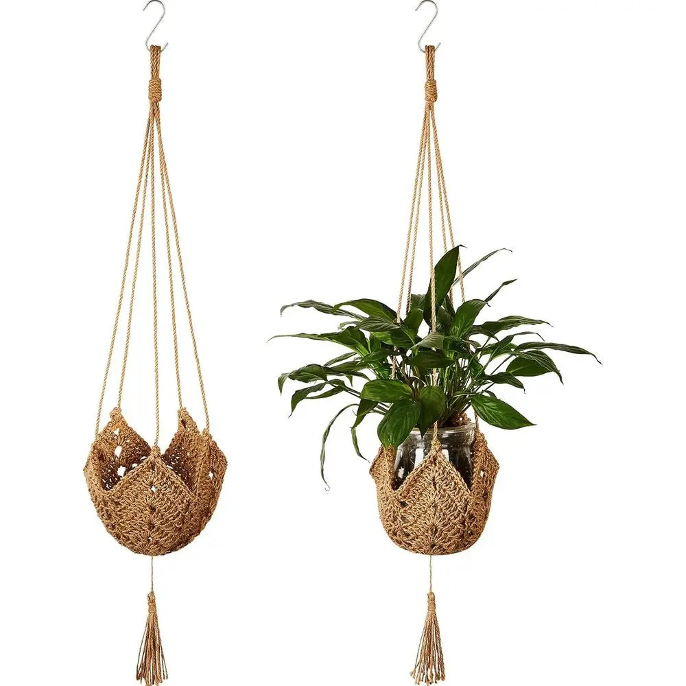 2 Pack Boho Plant Hanger, Large Hanging Planter Holder Pot Hanger Hanging Basket Wall Planters, Plants Lover Gift or Indoor Gard