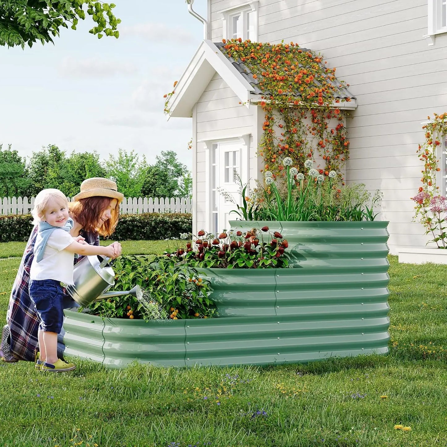 NONEM Galvanized Raised Garden Bed For Outdoor Vegetable Gardening