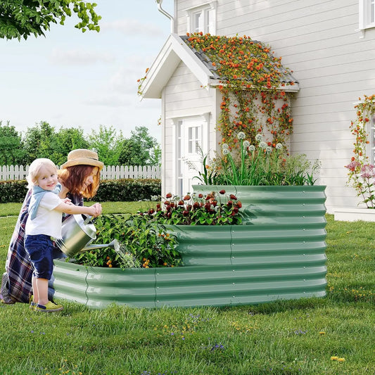 NONEM Galvanized Raised Garden Bed For Outdoor Vegetable Gardening
