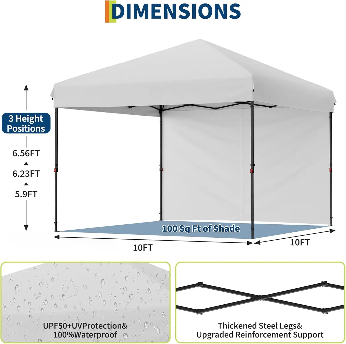 TWISTER.CKCN Pop Up Canopy Tent With Removable Sidewall UPF Fifty