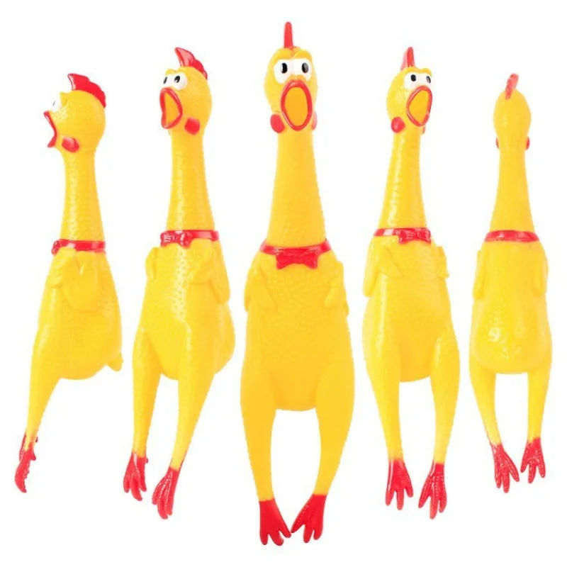 DKSTINYE Squeaky Chicken Dog Toy Squeaker Rubber Chew Toy