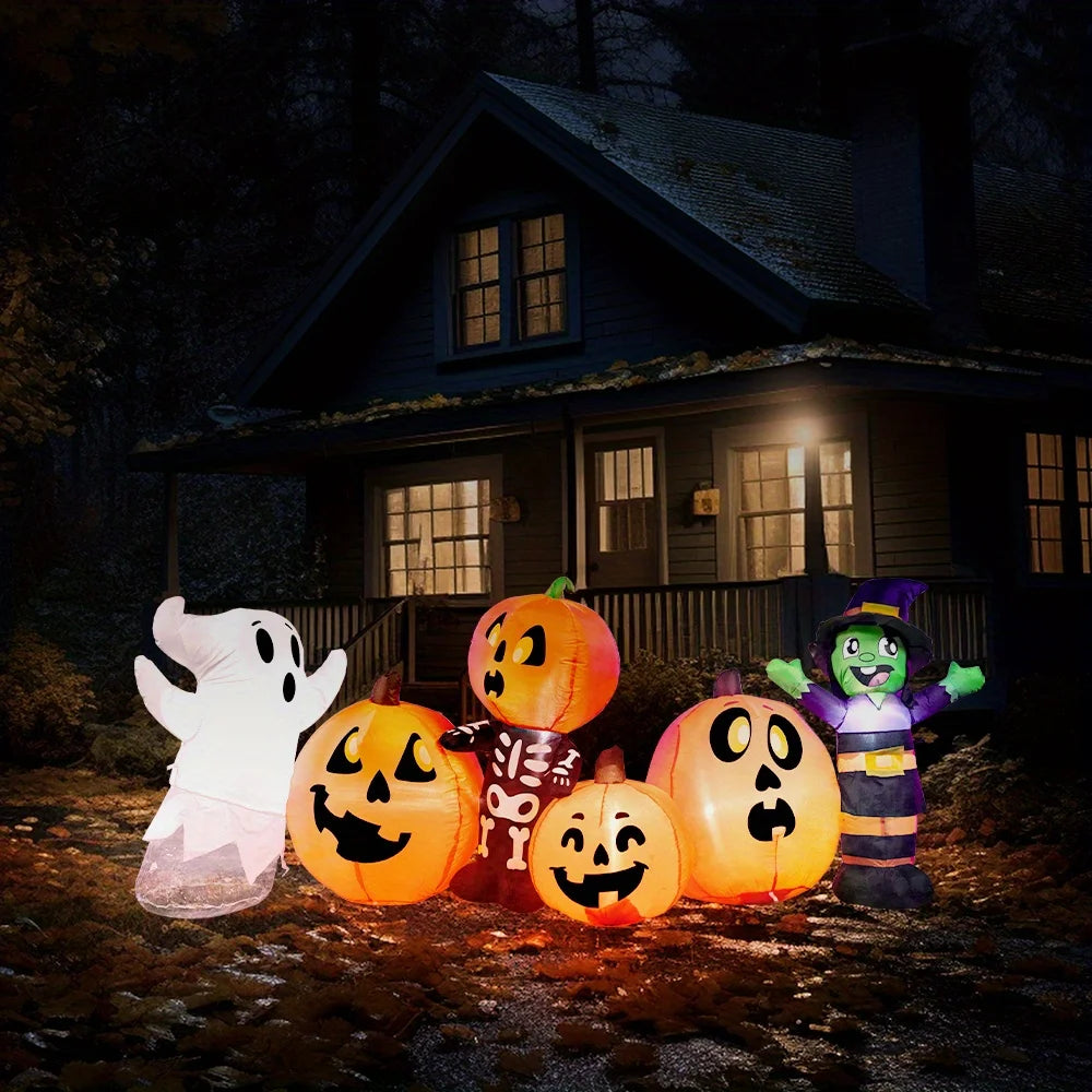 Halloween Inflatable Characters And Pumpkin Patch With LED Lights