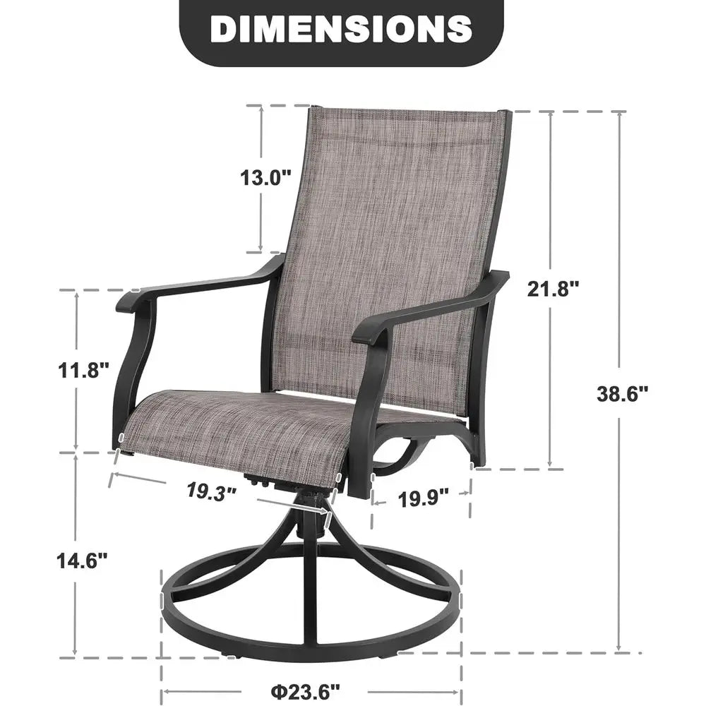 Swivel Outdoor Patio Dining Chair Set With High Back Frame
