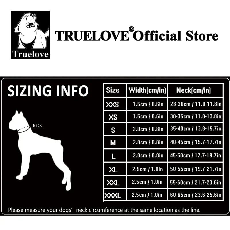 TRUELOVE Padded Nylon Dog Collar Reflective Adjustable Training