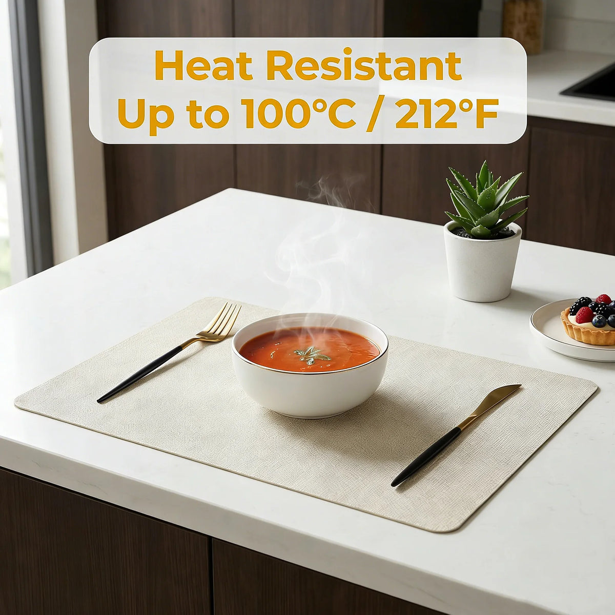 12 PCS Linen Textured Placemats, 12×17 Inch Heat Resistant Non-Slip Table Mats for Dining Table Wedding Party