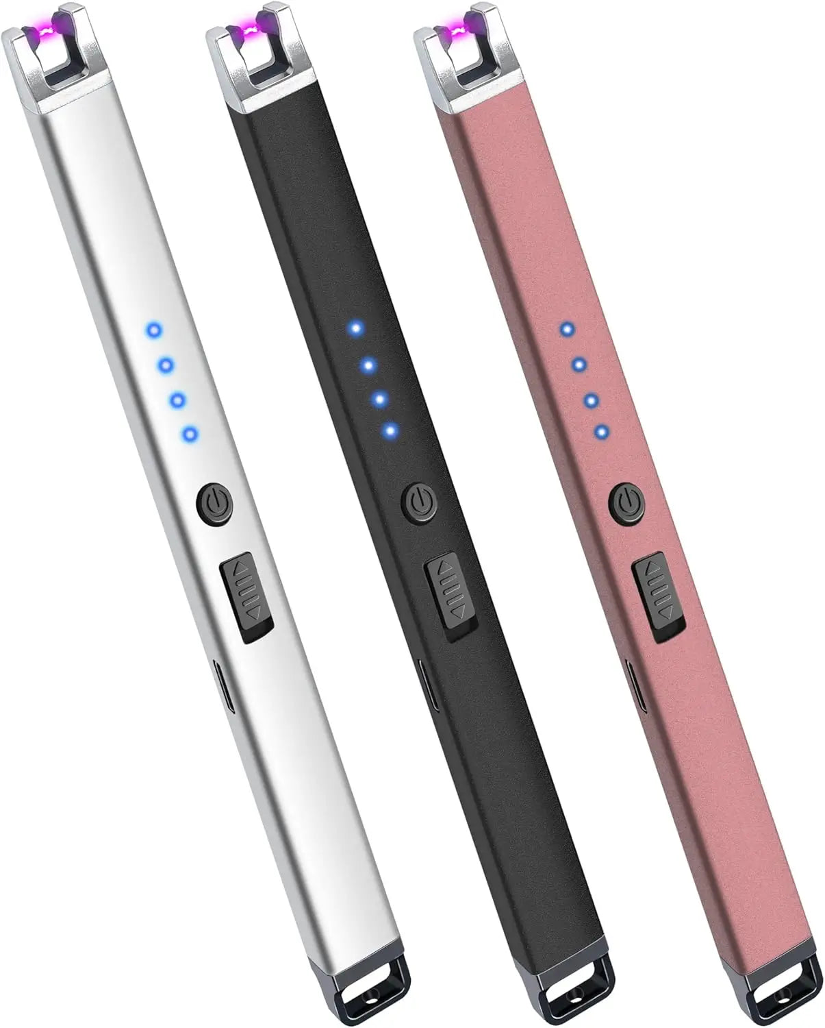 3 Pack USB Plasma Arc Lighters Windproof Flameless Safety Switch