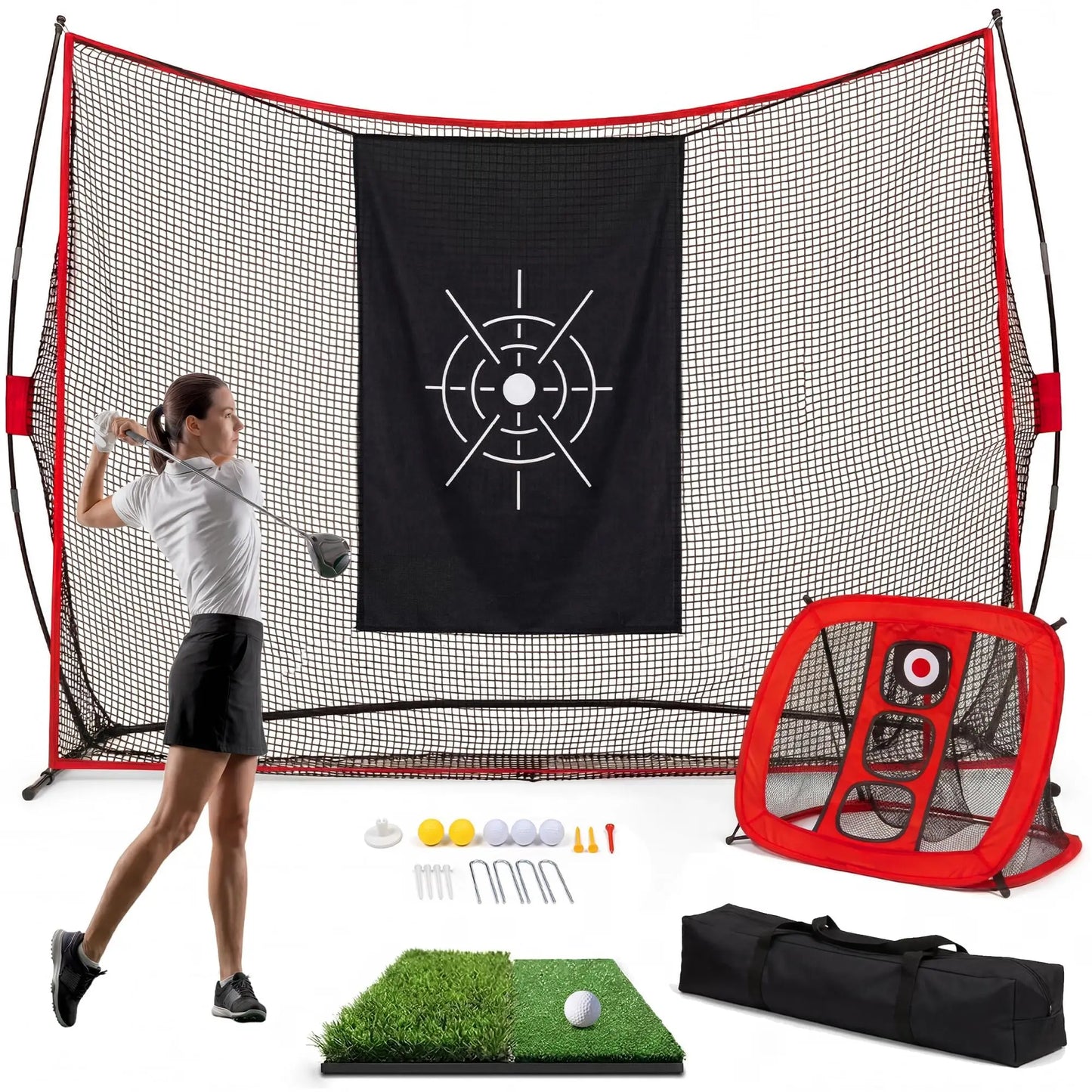 HiMiss Golf Practice Net With Hitting Target And Mat