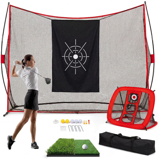 HiMiss Golf Practice Net With Hitting Target And Mat