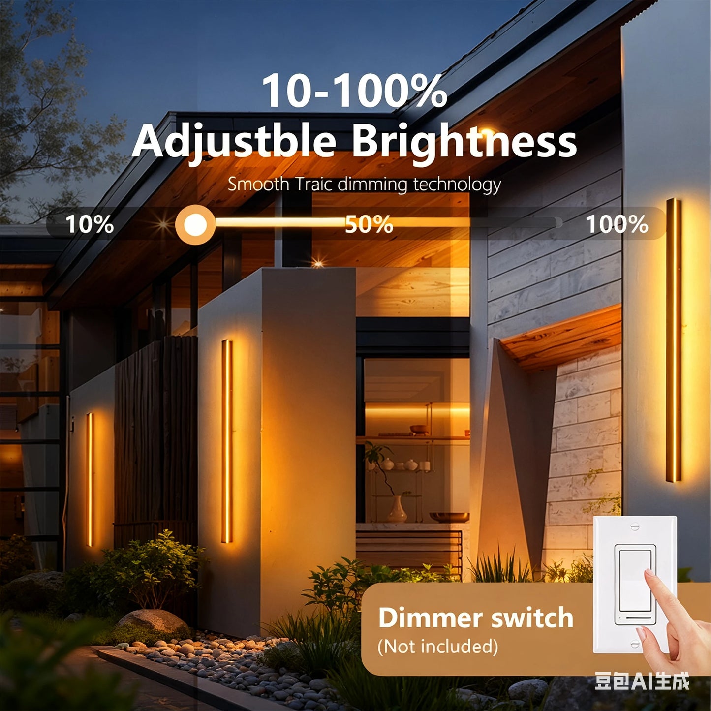 IISINUO Outdoor Porch Wall Light Dimmable Stainless Steel Sconce