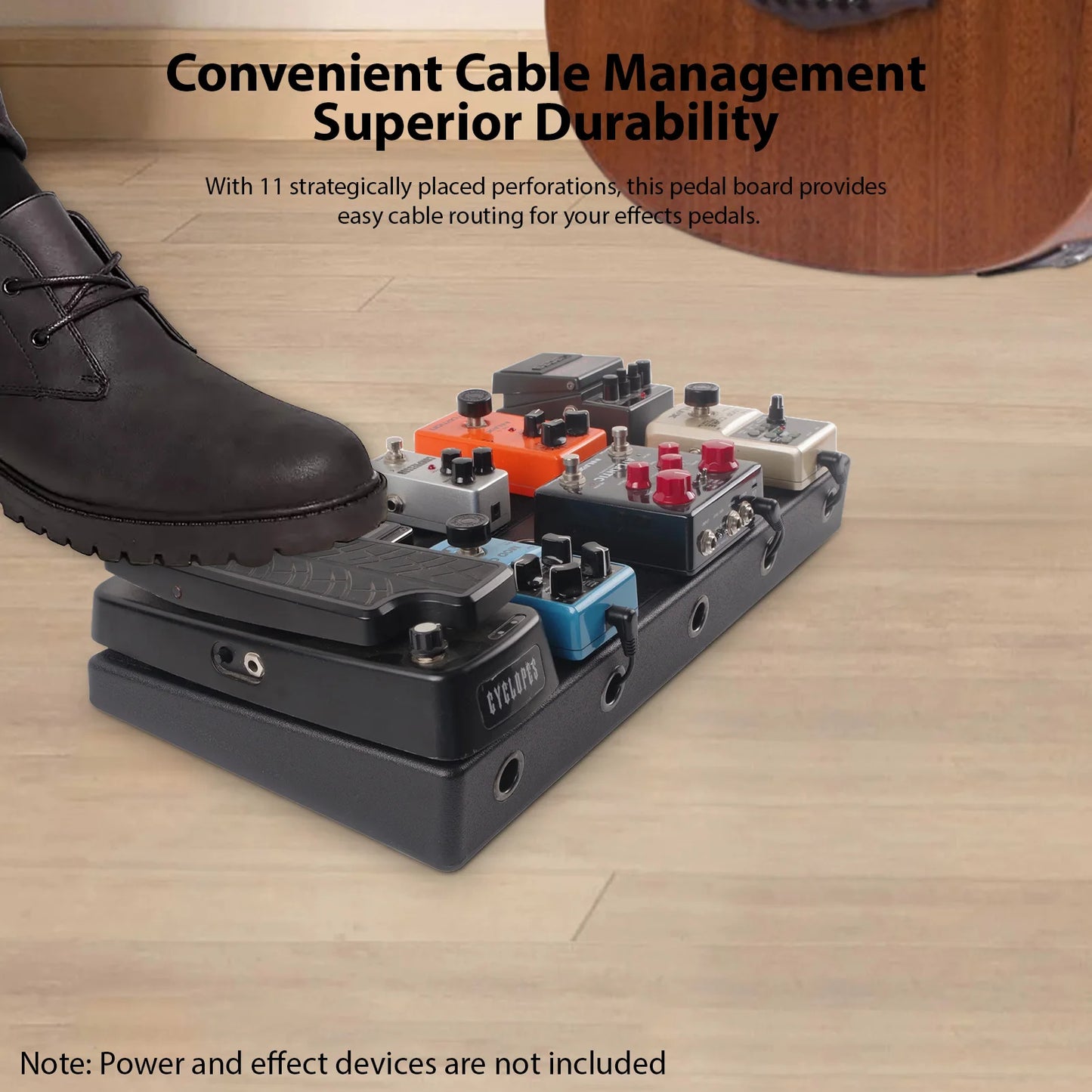 Rockhouse Guitar Pedal Board High-hardness PE Pedal Board w Compartment 11 Hole Storage Power Cord Pressure and Drop Resistance