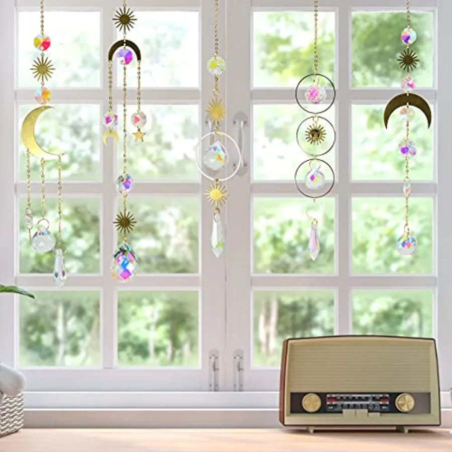 Six Piece Crystal Suncatcher Hanging Pendant Ornament For Window Garden