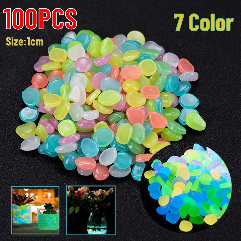 APWIKOGER Glow In The Dark Garden Pebbles 100Pcs Luminous Stones
