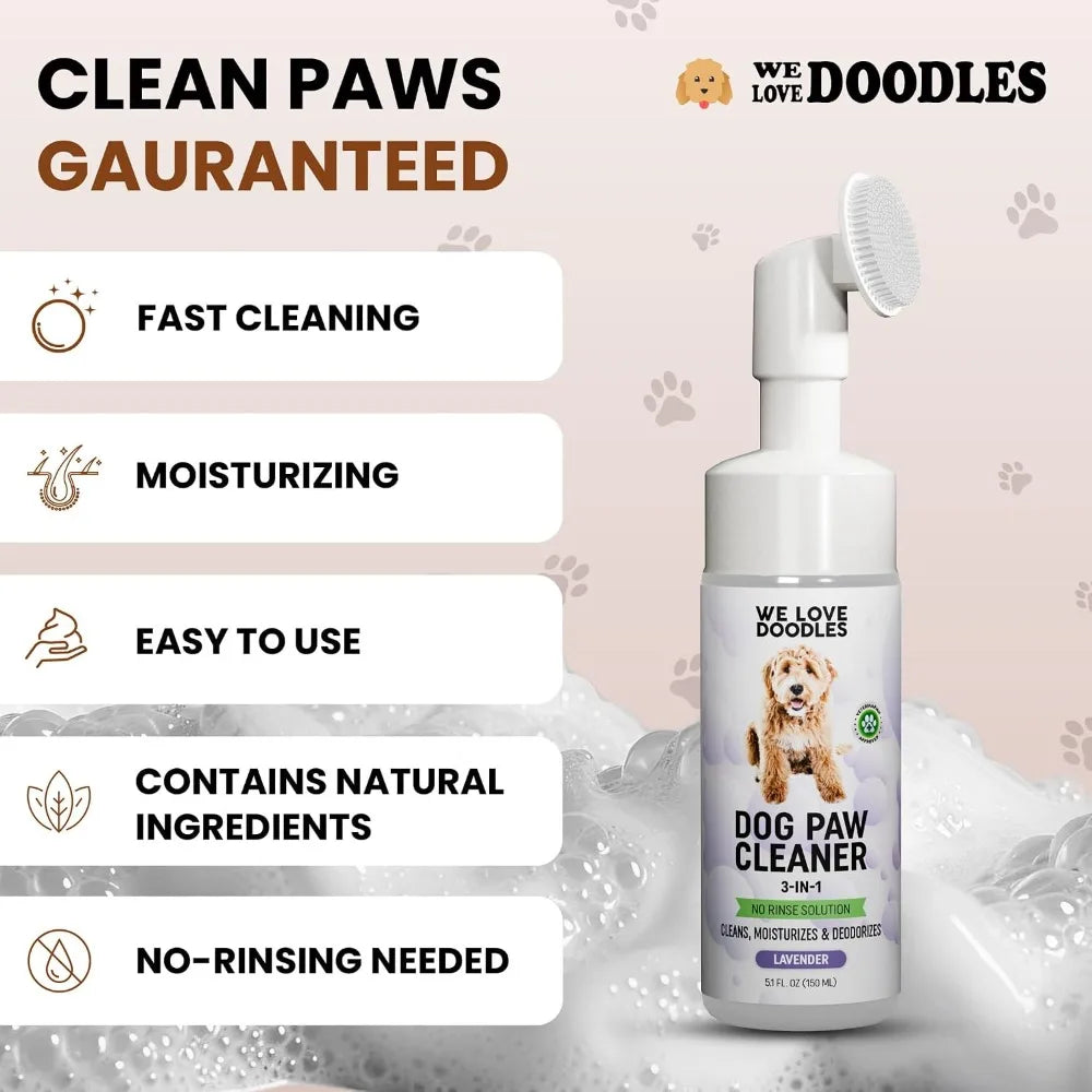 No Rinse Dog Paw Cleaner With Silicone Bristle Brush 3 In 1 Lavender
