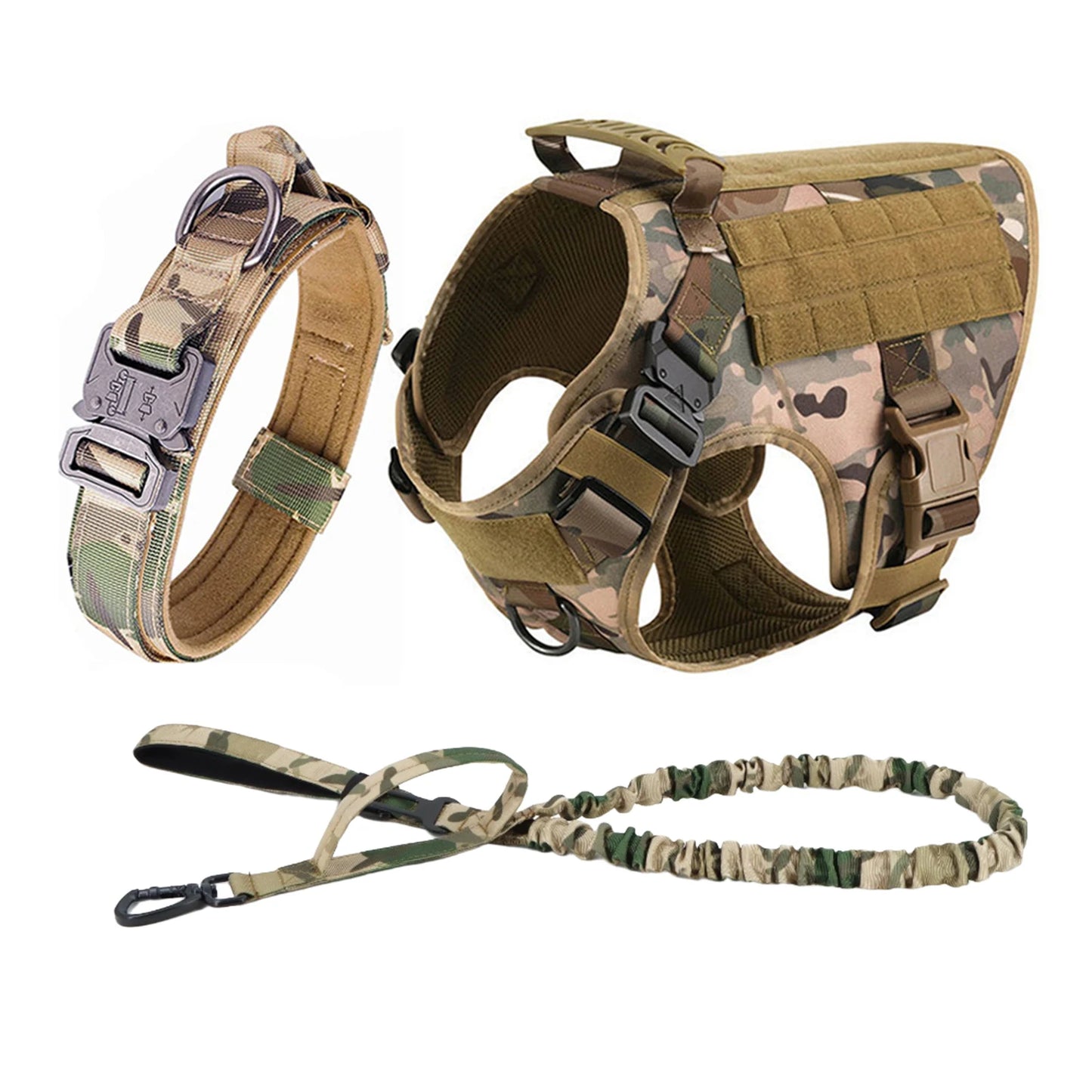 PETRAVELCN Tactical Dog Harness Vest Molle Pouches For Training