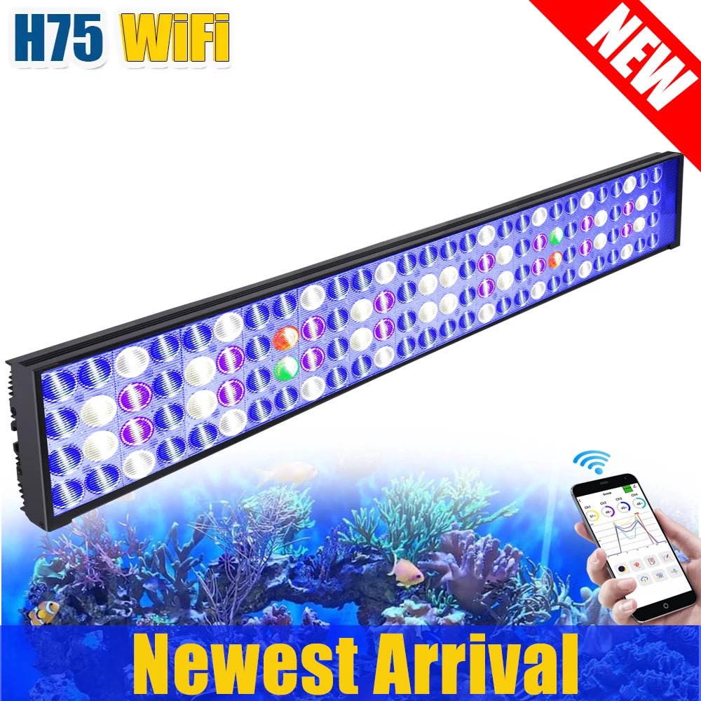 PopBloom Marine Aquarium LED Lighting Full Spectrum Reef Fixture H75
