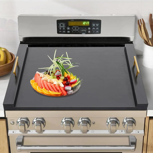 Wood Noodle Board Stove Cover with Handles for Counter Space