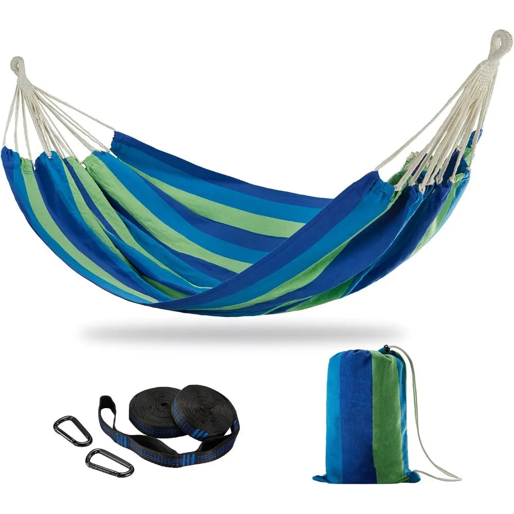 XIUWO Double Cotton Hammock With Tree Straps For Two Persons