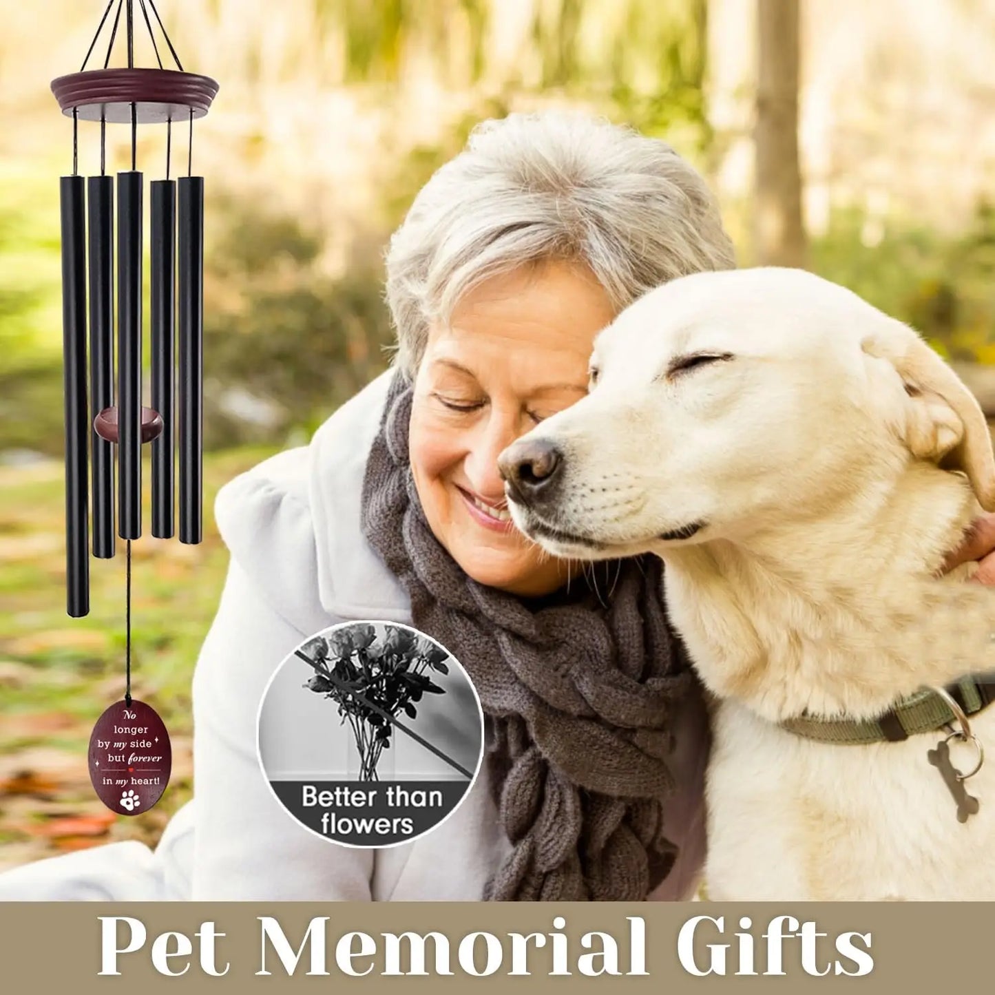 Pet Memorial Wind Chime For Dog Loss Tuned Aluminum G Scale Garden Gift