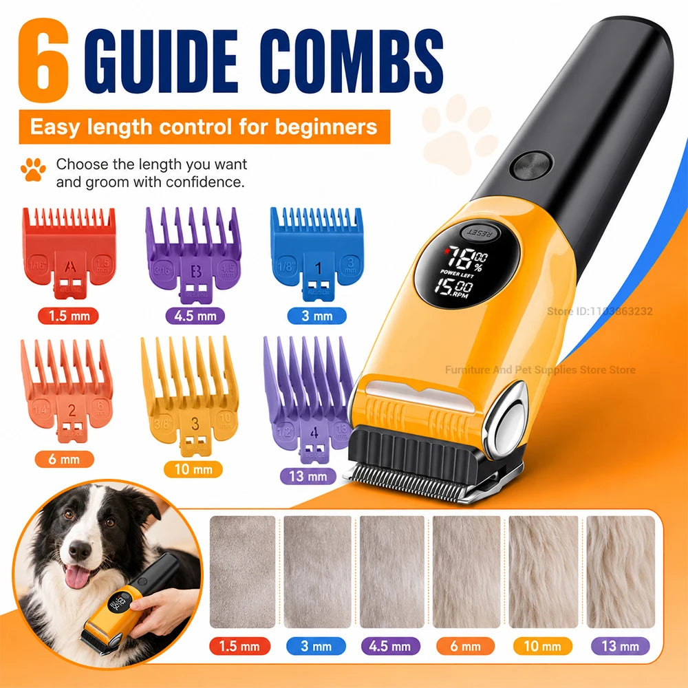 Cordless Dog Grooming Clipper Low Noise Hair Trimmer For Pets