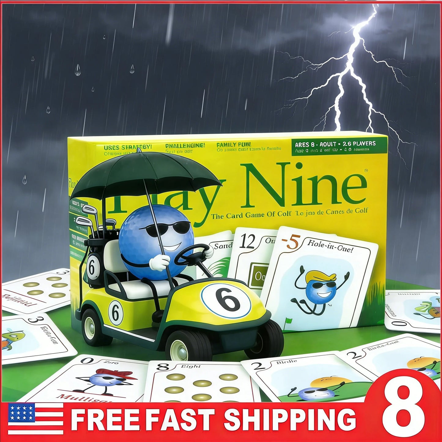 Play Nine The Card Game of Golf, Ages 8 and Up, Couples Date Night Gift, Game Night Favorite, 15 Min Gameplay, Family Friendly Card Game for Kids, Teens & Adults, Great Golf Gift