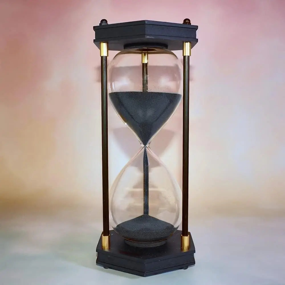 60 Minute Decorative Hexagon Sandglass with Black Sand