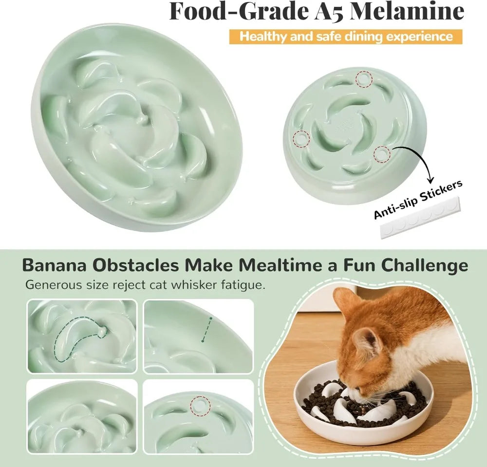 Melamine Slow Feeder Cat Bowls 3 Pack Whisker Maze Plates