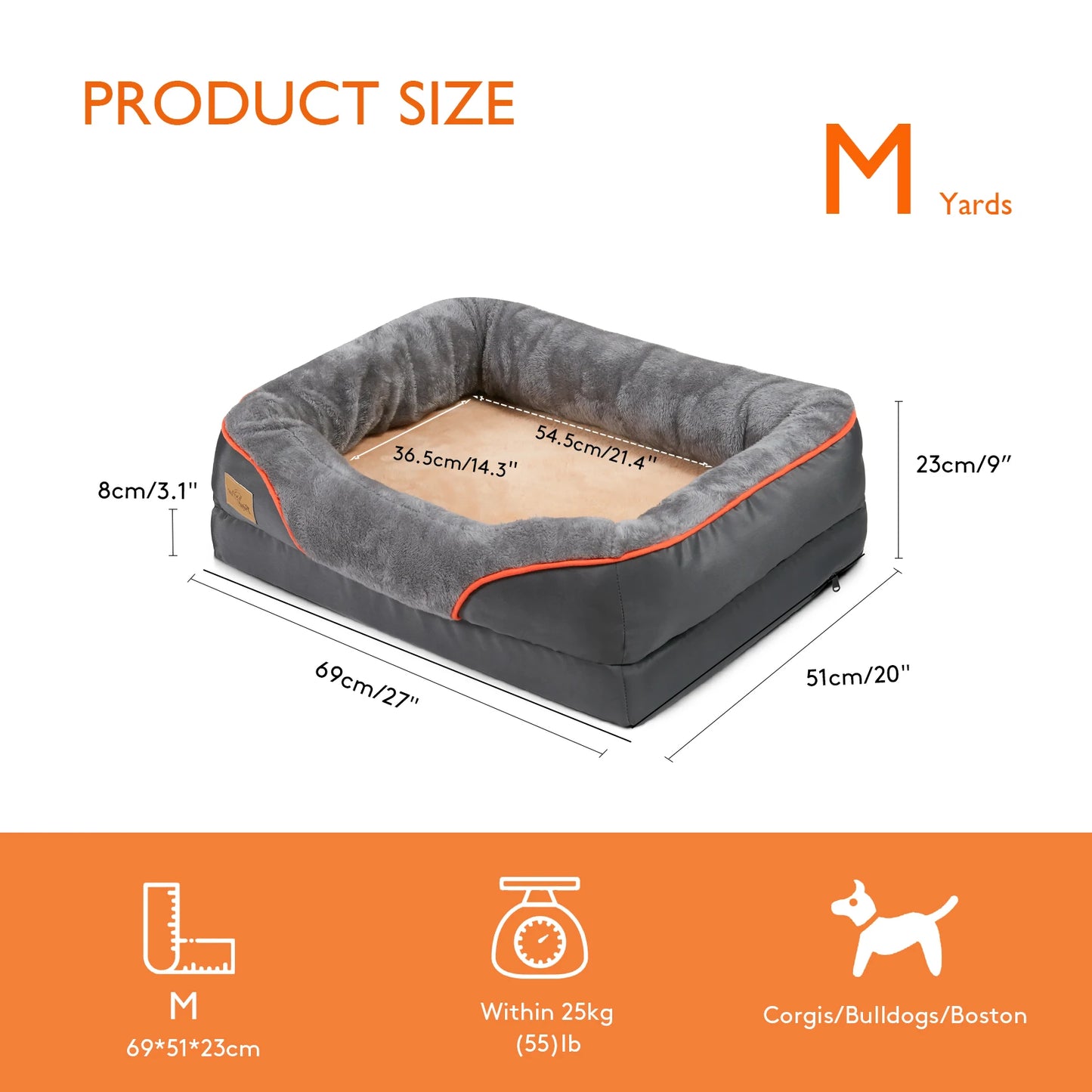 Bingopaw Jumbo Orthopedic Dog Bed Memory Foam Quilted Bolstered Sofa