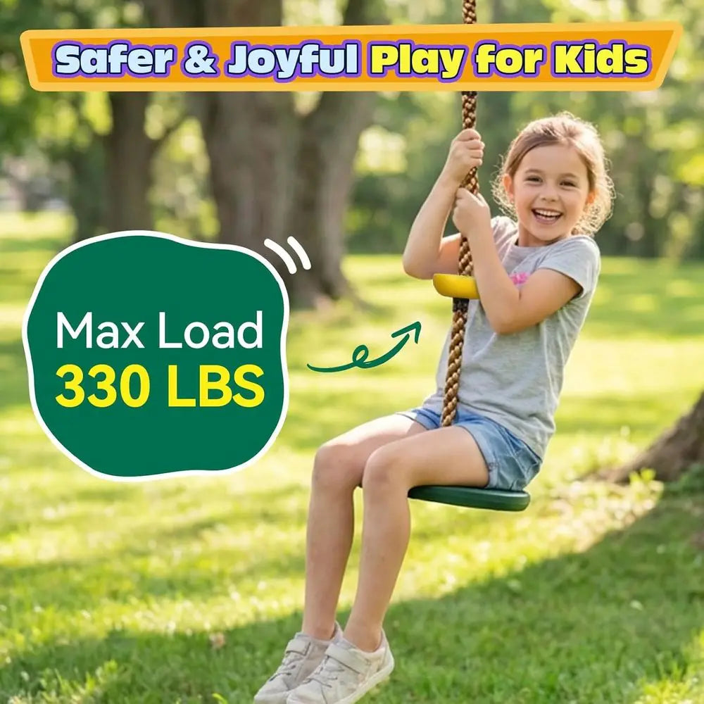 Heavy-Duty Swing Set with Climbing Rope, Platforms, and Disc Seat for Outdoor Playground, Green