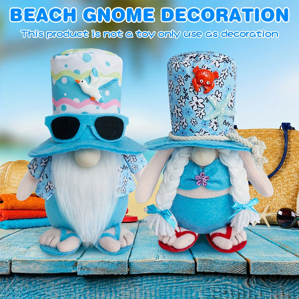 Beach Gnomes Plush Couple Decor Shelf Sitters Two Pieces