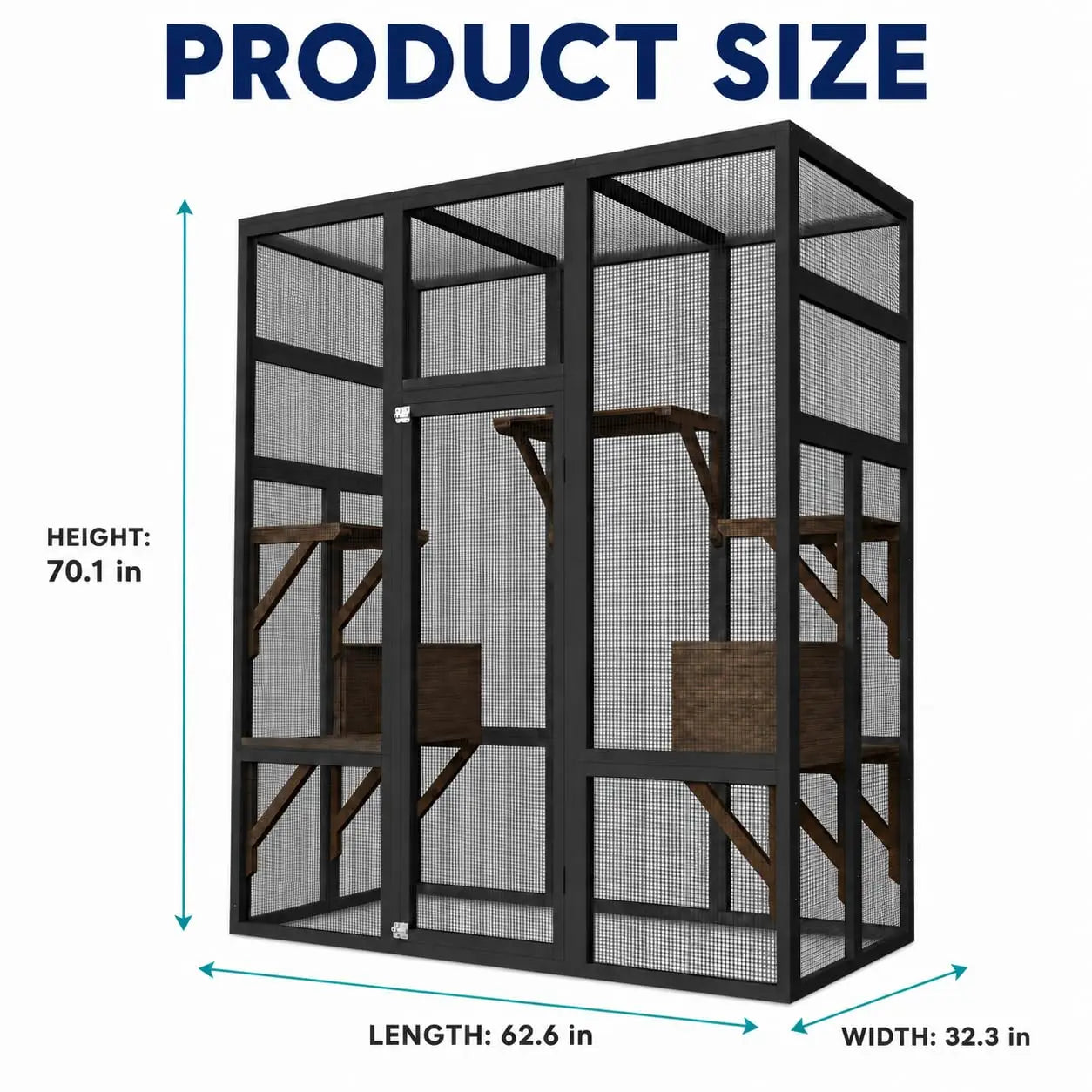 HiMISS Wooden Outdoor Catio Cat Enclosure With Sturdy Roof