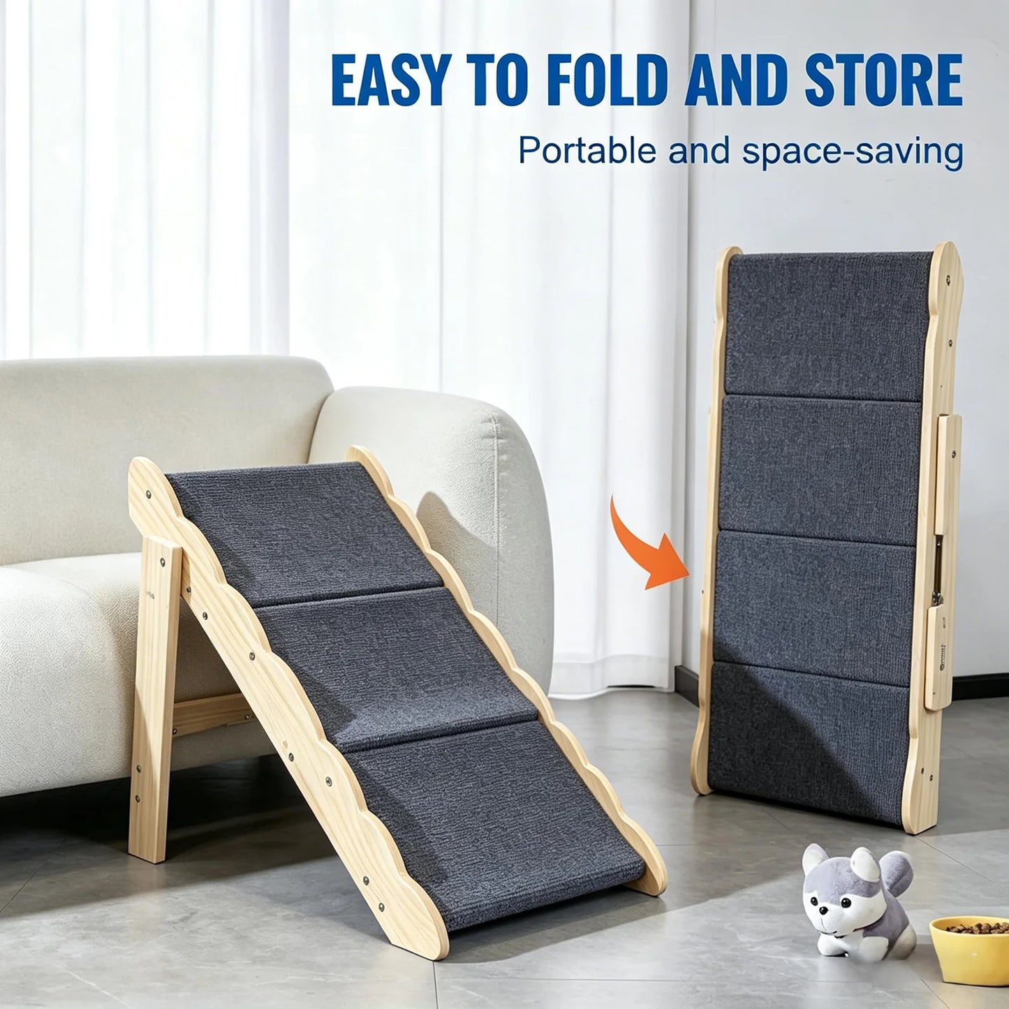 DishyKooker Wooden Pet Stairs And Folding Dog Car Ramp