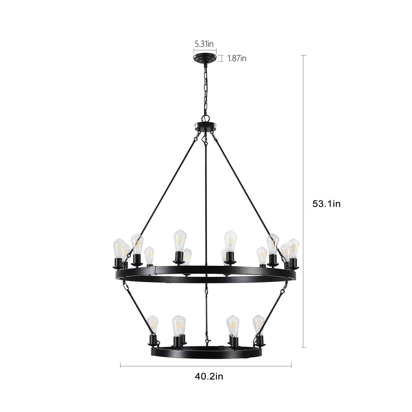 Retro style Large 2-Tier circular ceiling Ironwork chandelier