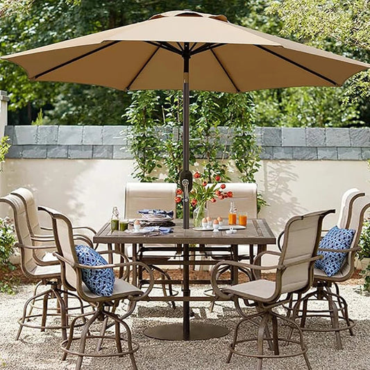 Patio Umbrella With Crank Lift Push Button Tilt Outdoor