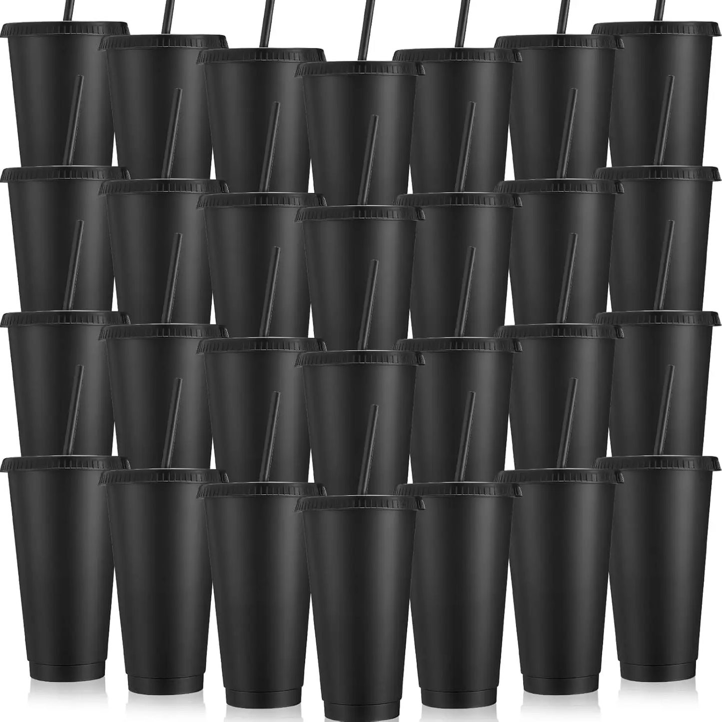 30-Pack Reusable Plastic Tumblers With Straw And Lid For Parties