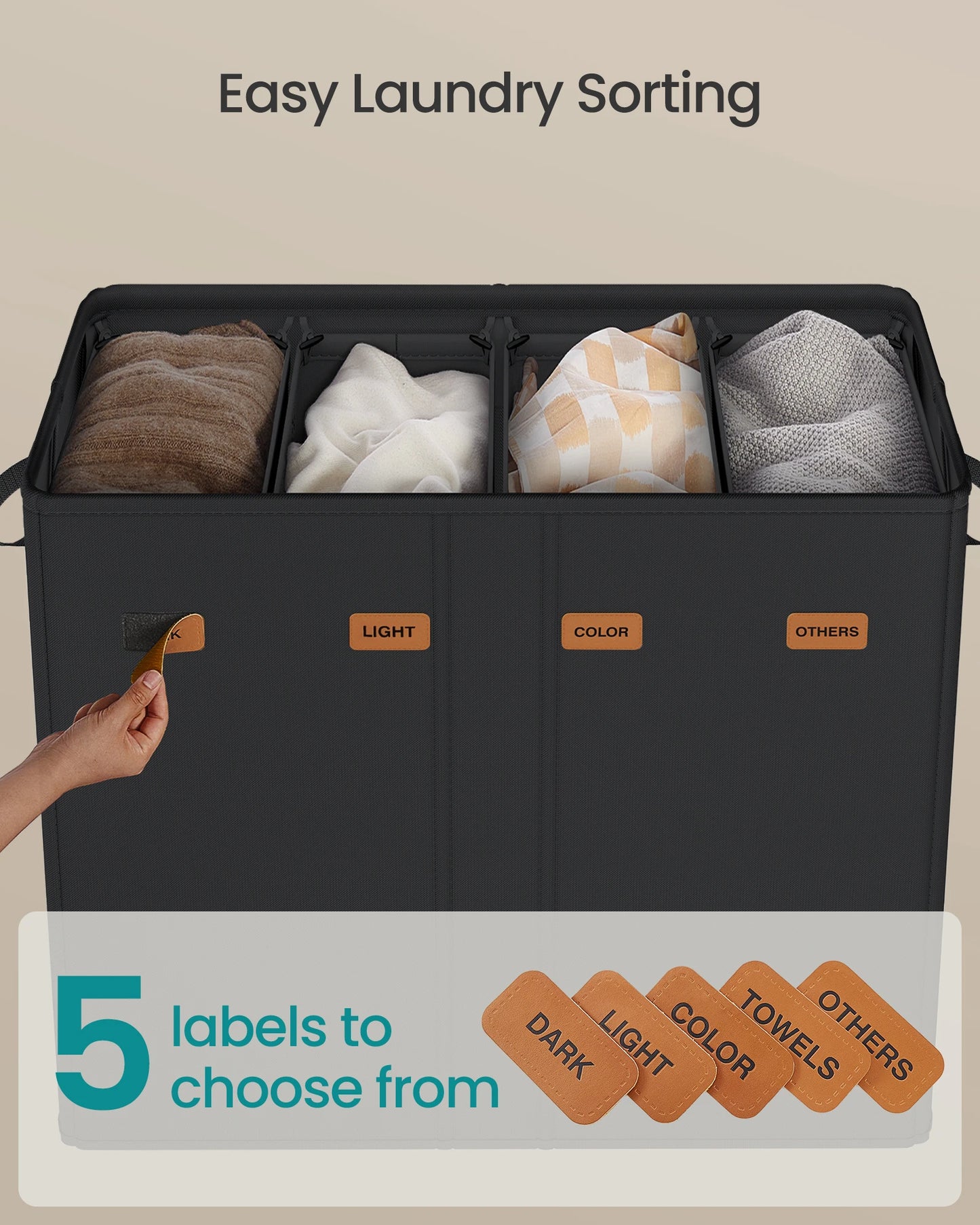 Songmics Laundry Hamper 4-Compartment Sorter With Lid And Liner Bags