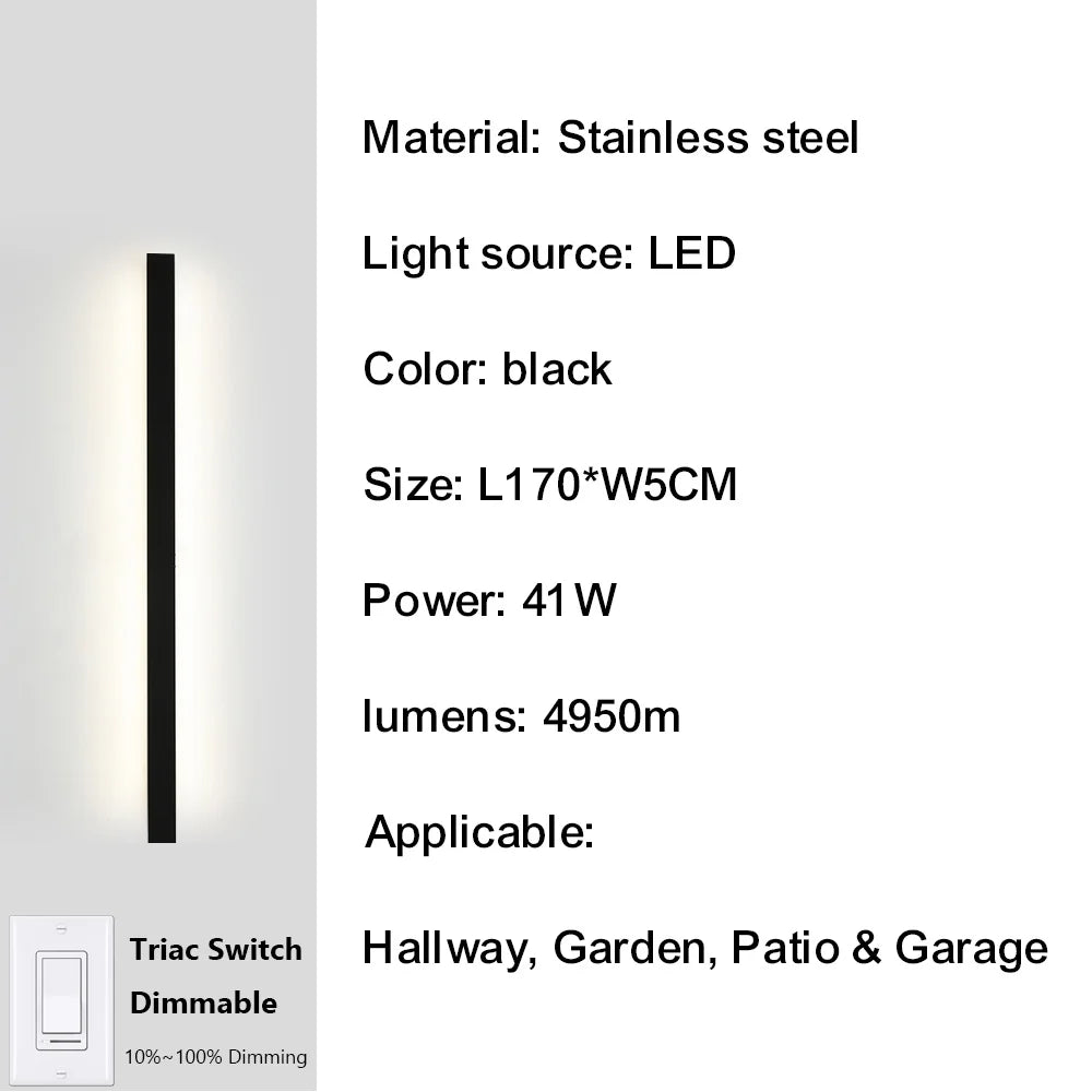 IISINUO Outdoor Porch Wall Light Dimmable Stainless Steel Sconce