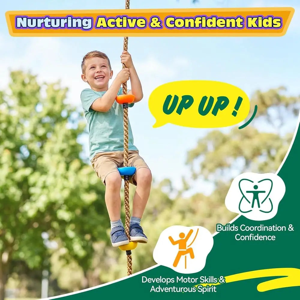 Heavy-Duty Swing Set with Climbing Rope, Platforms, and Disc Seat for Outdoor Playground, Green