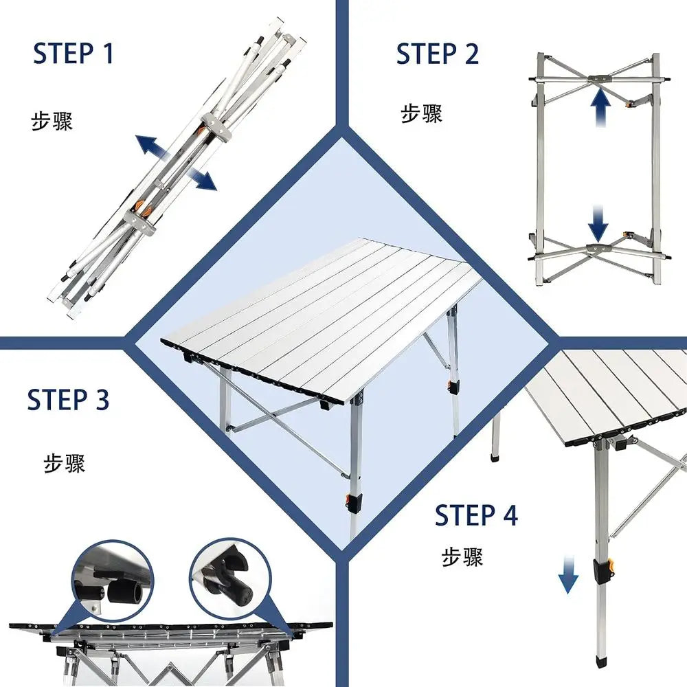 Adjustable Camping Table, Portable Outdoor Camping Table, Lightweight Portable Surface for Camping, Picnic, Beach Trips & BBQ (S