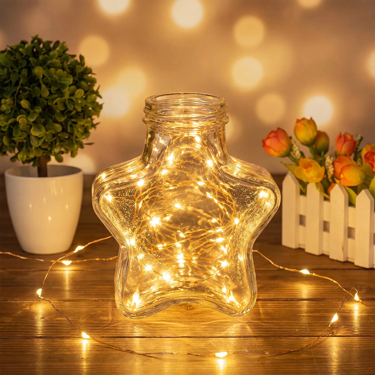 30 Pack LED Fairy Light Battery Powered String Light -6.5-foot 20 LED Silver Line Firefly Star Moon Light, Suitable for DIY Handmade Wedding Table Decoration, Party Bedroom Christmas Decoration, Room Decoration Christmas Deco