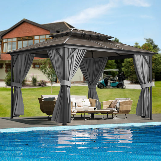 DishyKooker Hardtop Gazebo With Aluminum Frame And Poly Roof