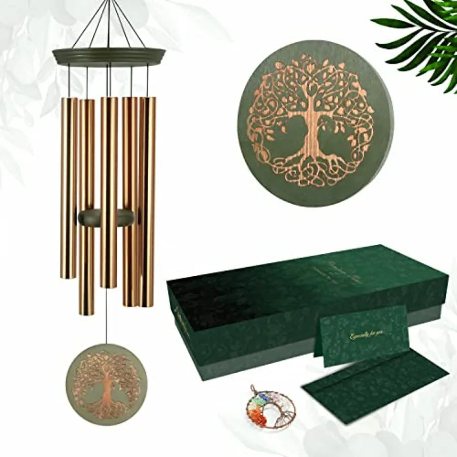 Wind Chimes For Outside Hanging Decor Tree Of Life Engraving Mother